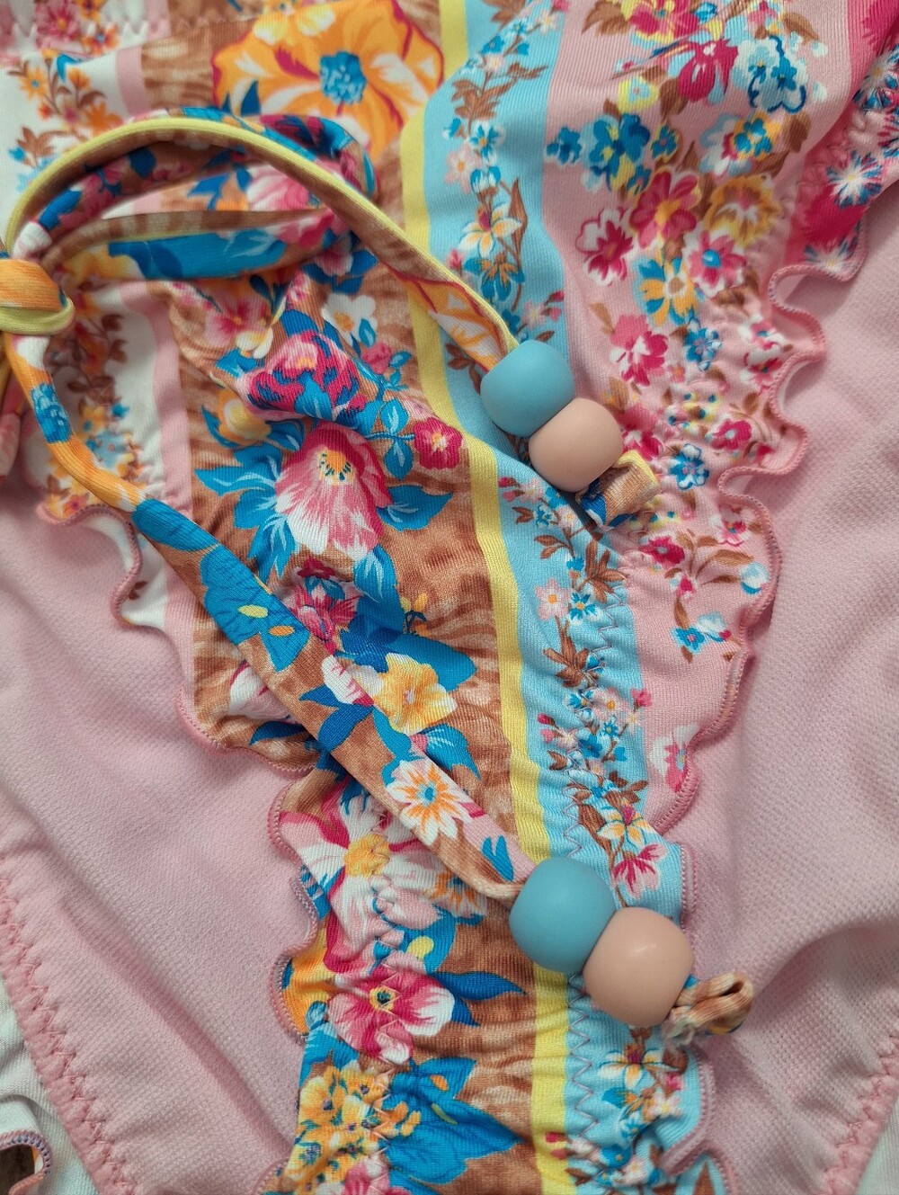 NWT Jessica Simpson Floral Scalloped Tie-Side Multi Floral Bikini Bottoms M - Picture 4 of 5